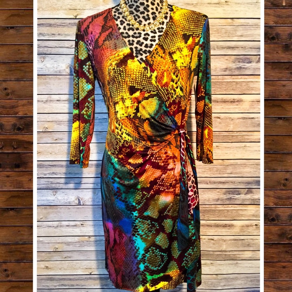 NWT Mesmerize Faux Wrap Dress, Snake Print, Sz Sm